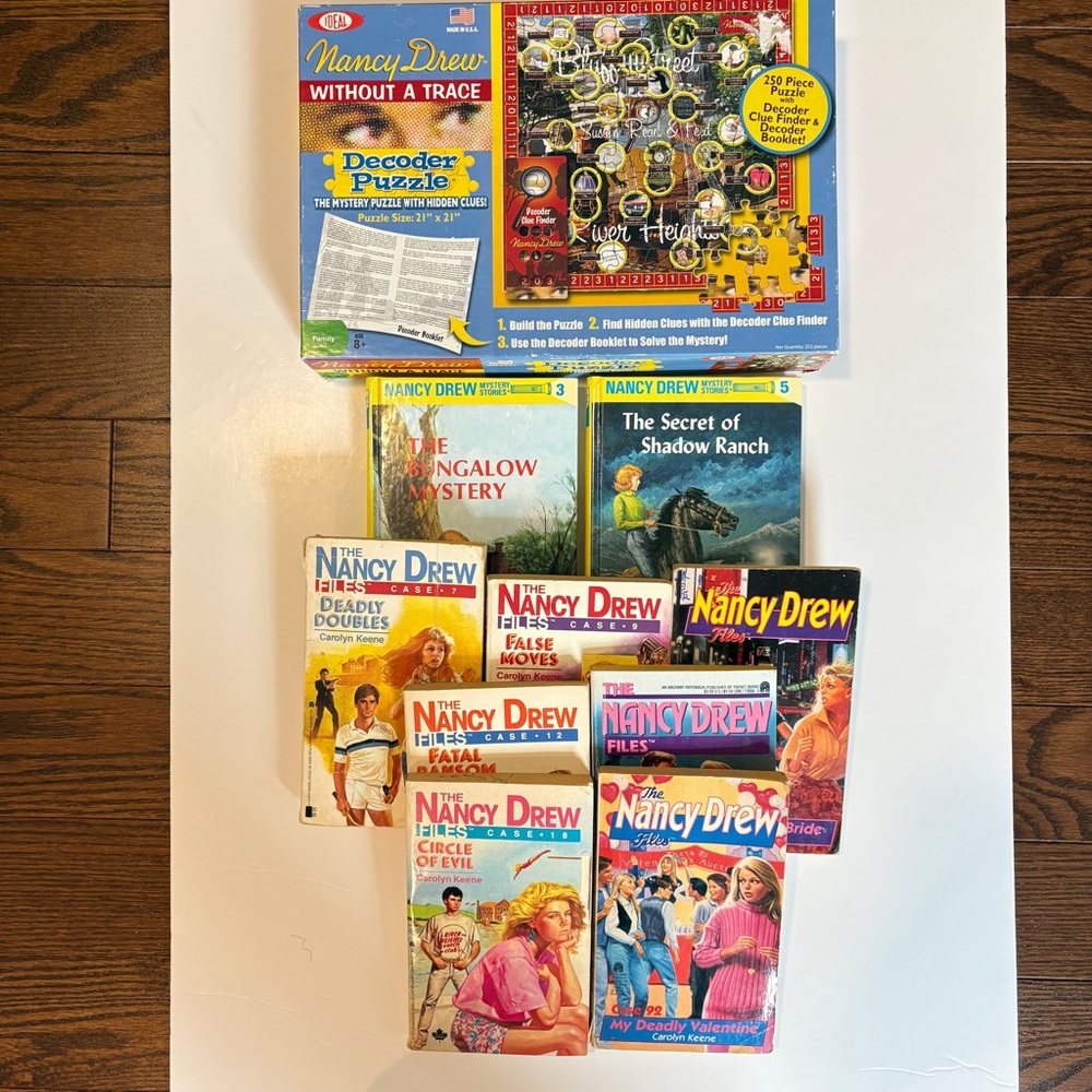 Nancy Drew Vintage Book Lot + 250pc “Without a Trace” Puzzle (Complete) 🔎📚